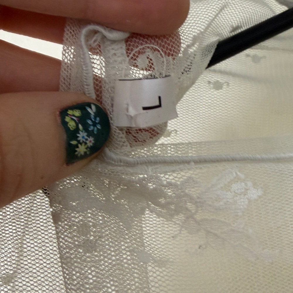 Aerie Sheer Lace Blouse - White - Picture 3 of 4